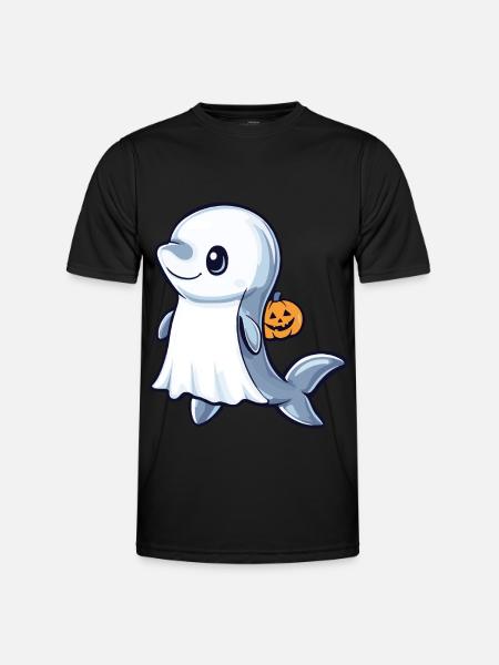 Dolphin Halloween Comic Ghost - Men's Functional T-Shirt - black