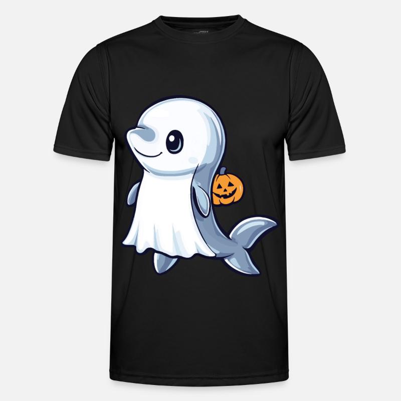Dolphin Halloween Comic Ghost - Men's Functional T-Shirt - black