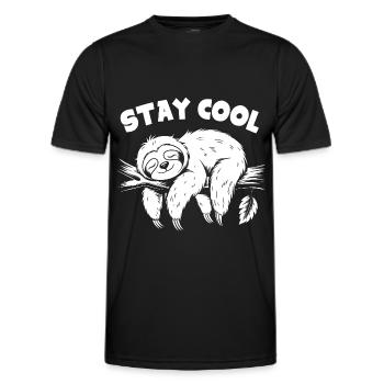 Lustiges Faultier bleib cool das ist wichtig - Männer Funktions-T-Shirt - Schwarz - Vorne - AI Model Male 178 dark (178cm)