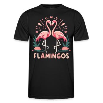Trust and Affection - Flamingos of Love - Men's Functional T-Shirt - black - Front - AI Model Male 178 dark (178cm)