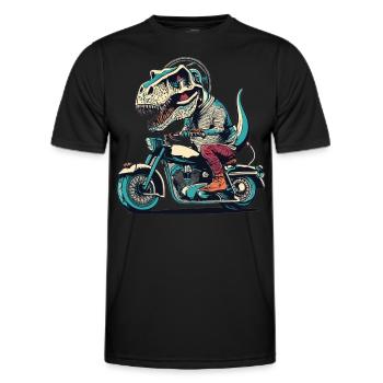 T-Rex Biker - A Primeval Ride - Men's Functional T-Shirt - black - Front - AI Model Male 178 dark (178cm)