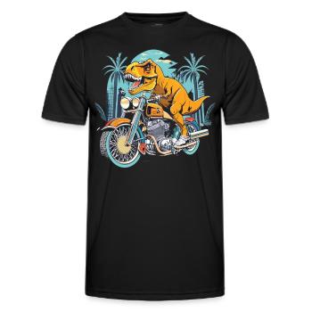 TRex Biker - A Primeval Ride - Men's Functional T-Shirt - black - Front - AI Model Male 178 dark (178cm)