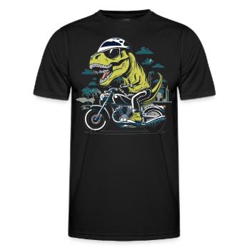 T-Rex Biker - A Primeval Ride - Men's Functional T-Shirt - black - Front - AI Model Male 178 dark (178cm)