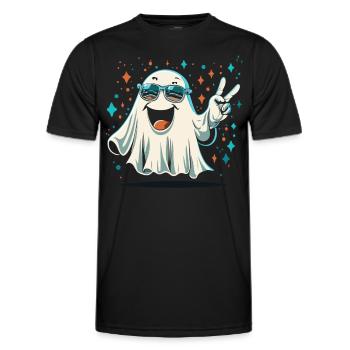 Paix fantomatique : un message paisible d’Halloween - T-shirt sport Homme - noir - Devant - AI Model Male 178 dark (178cm)