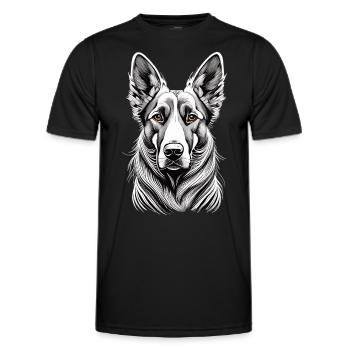 Monochromer Charme - Schäferhund im Rampenlicht - Männer Funktions-T-Shirt - Schwarz - Vorne - AI Model Male 178 dark (178cm)