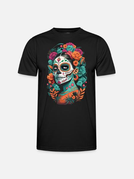 Fiesta del Día de los Muertos - La Catrina - Männer Funktions-T-Shirt - Schwarz