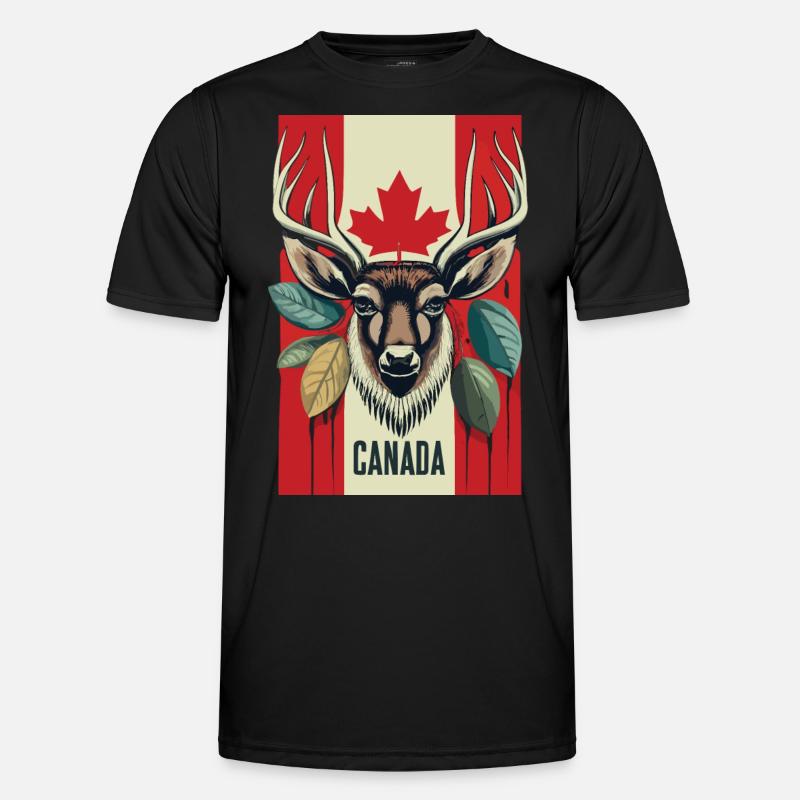 Cerf du Canada Feuille d’érable T-shirt sport Homme