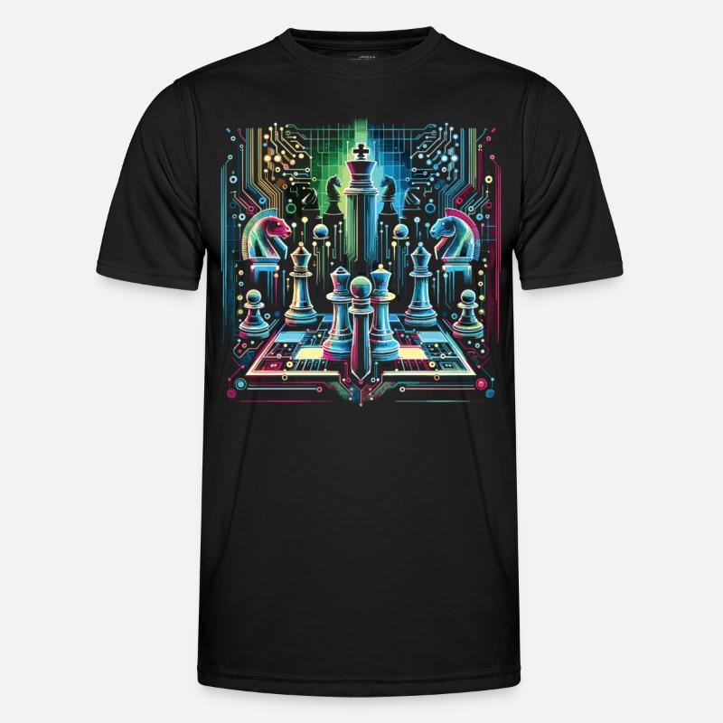 Leuchtendes Neon-Schach-Design Männer Funktions-T-Shirt