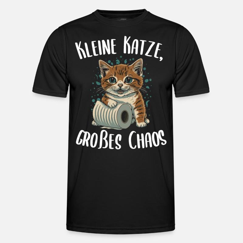 Kätzchen und das Papierrollen-Abenteuer - Männer Funktions-T-Shirt - Schwarz