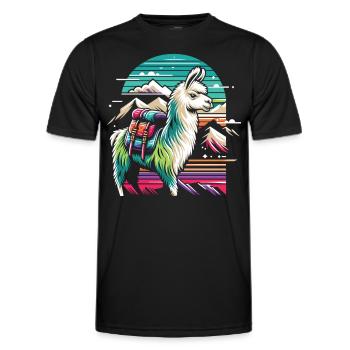 Abenteuer Lama: Wandern in den Bergen - Männer Funktions-T-Shirt - Schwarz - Vorne - AI Model Male 178 dark (178cm)