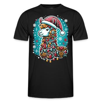 Lama festif : la magie de Noël - T-shirt sport Homme - noir - Devant - AI Model Male 178 dark (178cm)