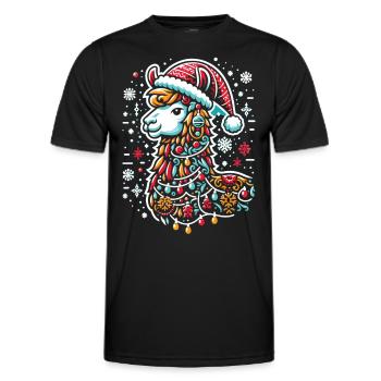 Weihnachtslama: Frohes Fest - Männer Funktions-T-Shirt - Schwarz - Vorne - AI Model Male 178 dark (178cm)