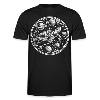 Turtle in the Sea of Stars: Galactic Journey - Men's Functional T-Shirt - black - Front - AI Model Male 178 dark (178cm)