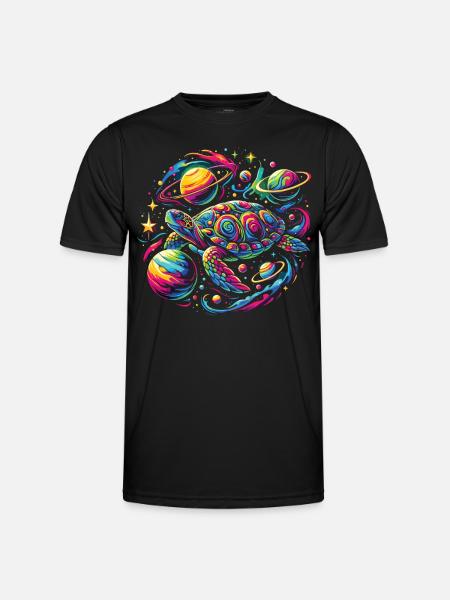 Galactic Turtle: Star Journey - Men's Functional T-Shirt - black