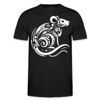 Le rat dans l’abstraction : des lignes astucieuses - T-shirt sport Homme - noir - Devant - AI Model Male 178 dark (178cm)