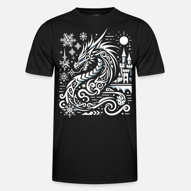 Eisdrache im Schneeglanz - Männer Funktions-T-Shirt - Schwarz