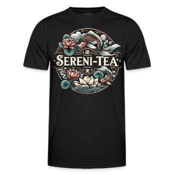 Lotus blossoms and tea enjoyment - Men's Functional T-Shirt - black - Front - AI Model Male 178 dark (178cm)