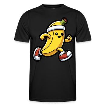 Banana at a running pace - Men's Functional T-Shirt - black - Front - AI Model Male 178 dark (178cm)