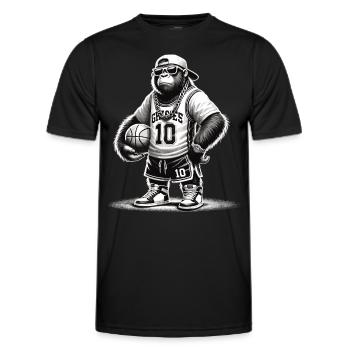 Cooler Gorilla mit Basketball und Bling - Männer Funktions-T-Shirt - Schwarz - Vorne - AI Model Male 178 dark (178cm)