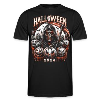Halloween 2024 Death and his minions - Men's Functional T-Shirt - black - Front - AI Model Male 178 dark (178cm)