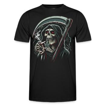 The Intoxicated Grim Reaper in the Moonlight - Men's Functional T-Shirt - black - Front - AI Model Male 178 dark (178cm)