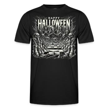 Gespenstisches Schachspiel Halloween Shirt - Männer Funktions-T-Shirt - Schwarz - Vorne - AI Model Male 178 dark (178cm)