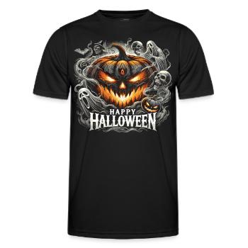 Flammes de citrouille fantomatiques - Chemise d’Halloween - T-shirt sport Homme - noir - Devant - AI Model Male 178 dark (178cm)