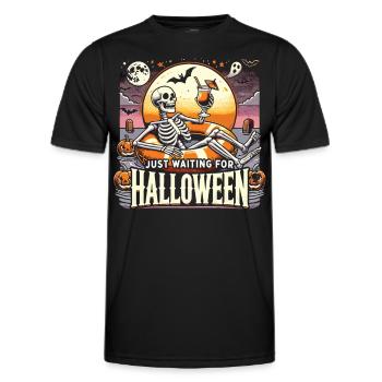 Drôle de squelette attendant halloween T-Shirt - T-shirt sport Homme - noir - Devant - AI Model Male 178 dark (178cm)