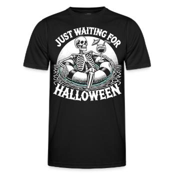 Squelette détendu Halloween attendant Halloween - T-shirt sport Homme - noir - Devant - AI Model Male 178 dark (178cm)