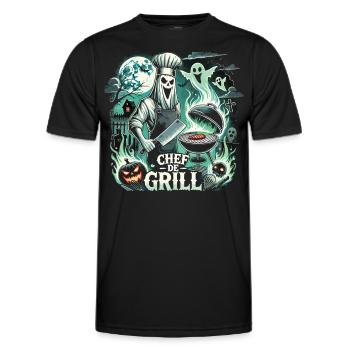 Ghost Chef at the Grill T-Shirt – Chef de Grill - Men's Functional T-Shirt - black - Front - AI Model Male 178 dark (178cm)