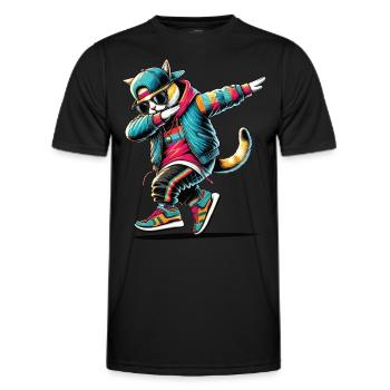 Dabbing Cat - Men's Functional T-Shirt - black - Front - AI Model Male 178 dark (178cm)