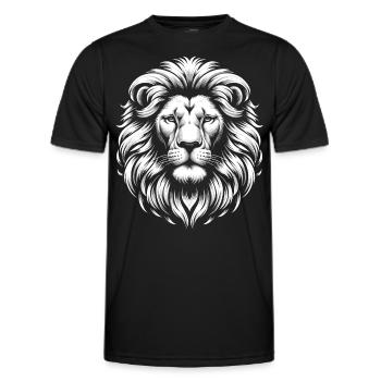 Weißer Löwe – Majestätischer Blick - Männer Funktions-T-Shirt - Schwarz - Vorne - AI Model Male 178 dark (178cm)