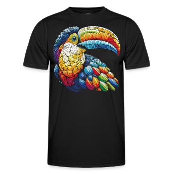 Toucan exotique en mosaïque - T-shirt sport Homme - noir - Devant - AI Model Male 178 dark (178cm)