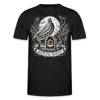 L’heure des sorcières d’Halloween se réveille - T-shirt sport Homme - noir - Devant - AI Model Male 178 dark (178cm)