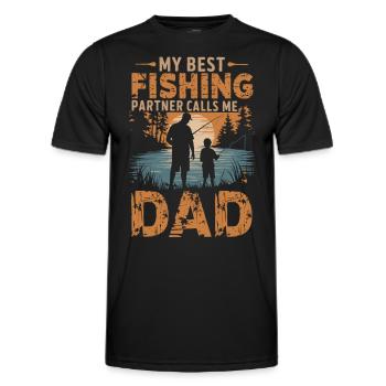 My best fishing partner calls me dad - Men's Functional T-Shirt - black - Front - AI Model Male 178 dark (178cm)