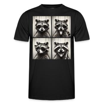 Photomaton raton laveur avec lunettes de soleil - T-shirt sport Homme - noir - Devant - AI Model Male 178 dark (178cm)