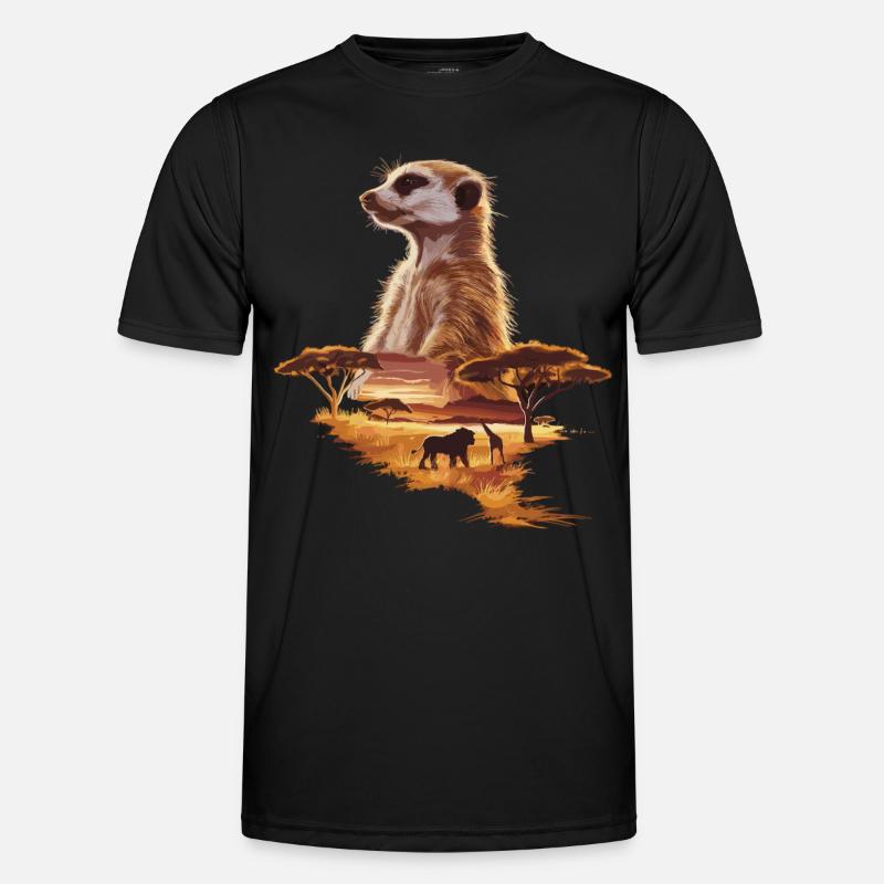 Erdmännchen in der Savanne – Afrikanische Wildlife Männer Funktions-T-Shirt