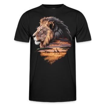 Majestätischer Löwe – König der Savanne - Männer Funktions-T-Shirt - Schwarz - Vorne - AI Model Male 178 dark (178cm)