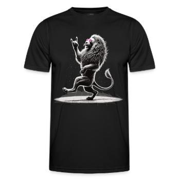 Rocking lion – wild and free - Men's Functional T-Shirt - black - Front - AI Model Male 178 dark (178cm)