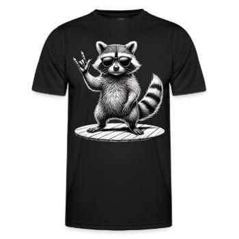 Rock Raccoon – Cool et sauvage - T-shirt sport Homme - noir - Devant - AI Model Male 178 dark (178cm)