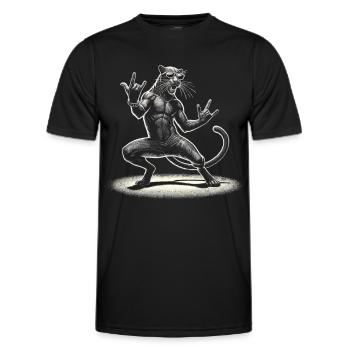 Rock-Panther – Metal and Power - Men's Functional T-Shirt - black - Front - AI Model Male 178 dark (178cm)