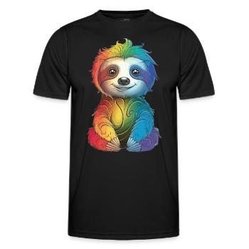 Colorful Rainbow Sloth - Gift Late Riser - Men's Functional T-Shirt - black - Front - AI Model Male 178 dark (178cm)