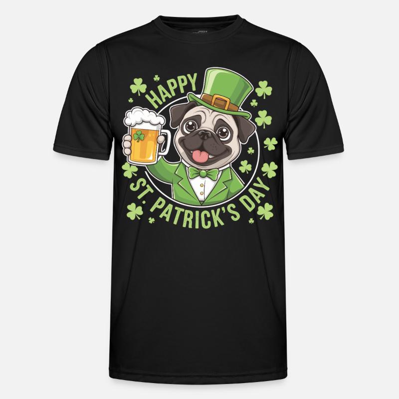 Lustiger St. Patrick’s Day Mops mit Bierkrug Männer Funktions-T-Shirt
