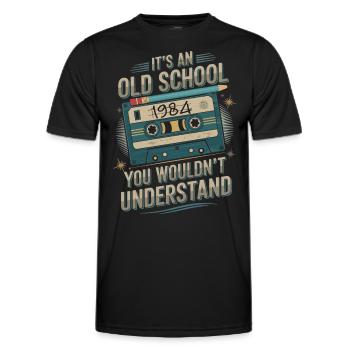 Musik, Kassetten & 1984 - Männer Funktions-T-Shirt - Schwarz - Vorne - AI Model Male 178 dark (178cm)