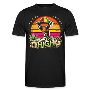 Giraffe with Swag – Born to Be High - Men's Functional T-Shirt - black - Front - AI Model Male 178 dark (178cm)