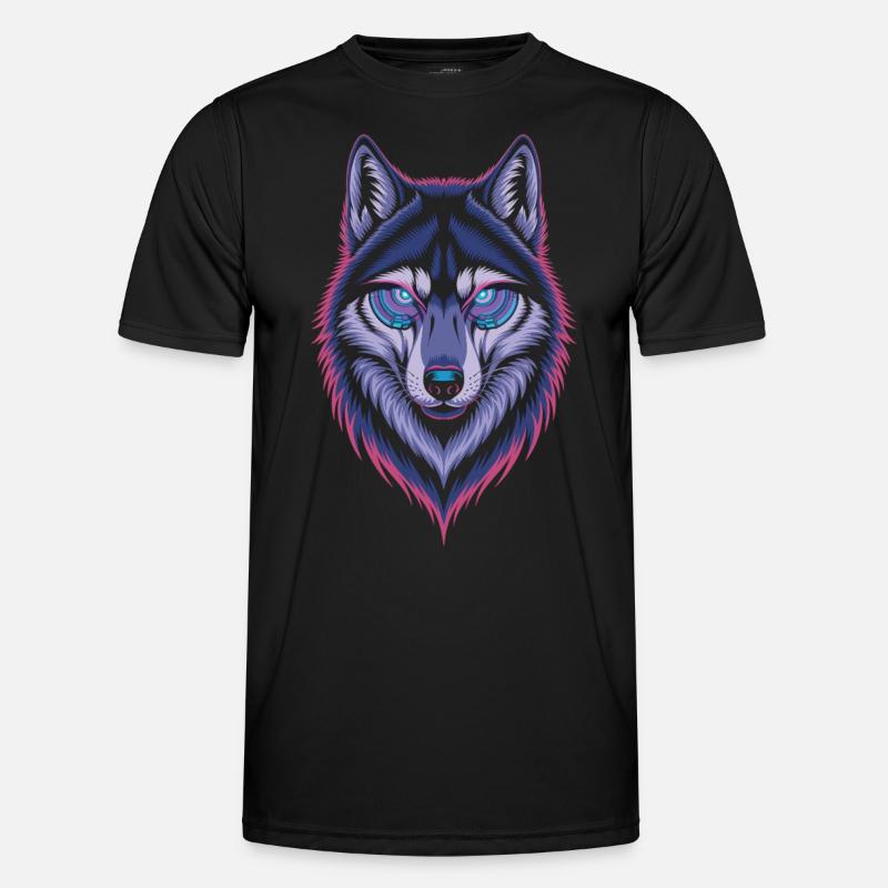 Techno Wolf Kunst - Männer Funktions-T-Shirt - Schwarz