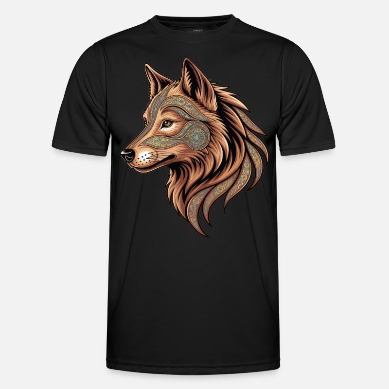 Mystischer Wolfskopf Männer Funktions-T-Shirt