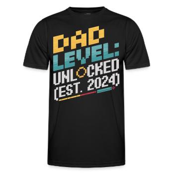 Dad Level Unlocked – Est. 2024 Gamer Shirt - Männer Funktions-T-Shirt - Schwarz - Vorne - AI Model Male 178 dark (178cm)