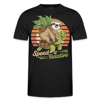Sloth and Turtle – Speed is Relative - Men's Functional T-Shirt - black - Front - AI Model Male 178 dark (178cm)