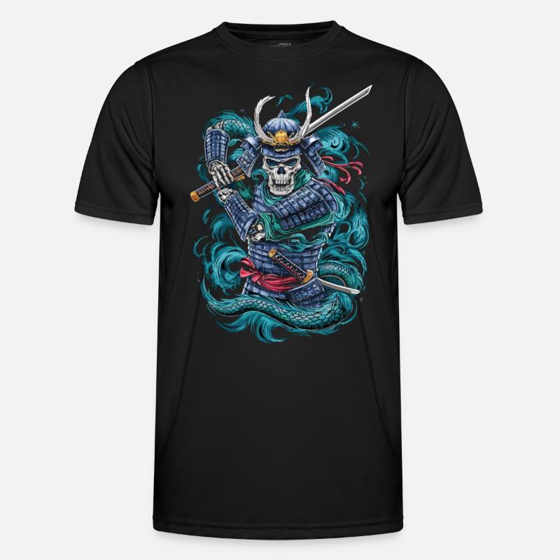 Geisterhafter Samurai-Krieger - Männer Funktions-T-Shirt - Schwarz